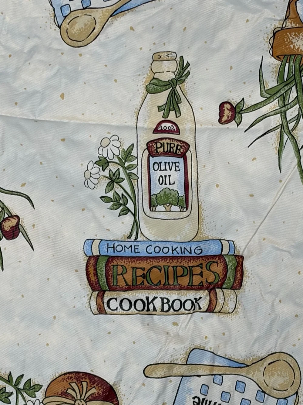 Vintage Large Plastic Vinyl Cooking Themed Tablecloth 50 x 50.15 cookbook Herb